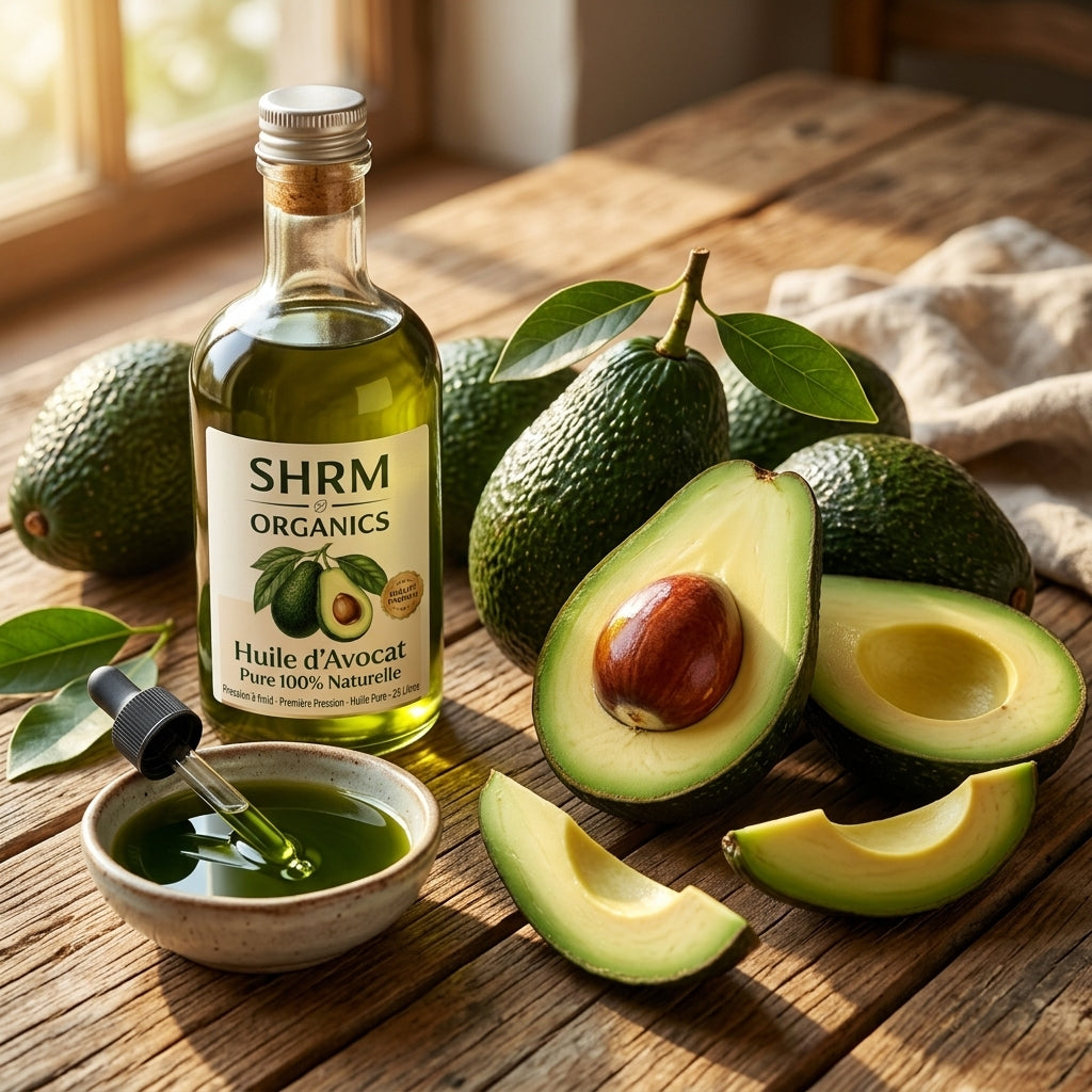 Huile d'Avocat 100% Pure - Pressée à Froid - Cosmétique